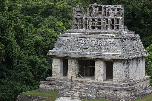 Iconic Temple in the Chiapas region jungle, called Palenque.