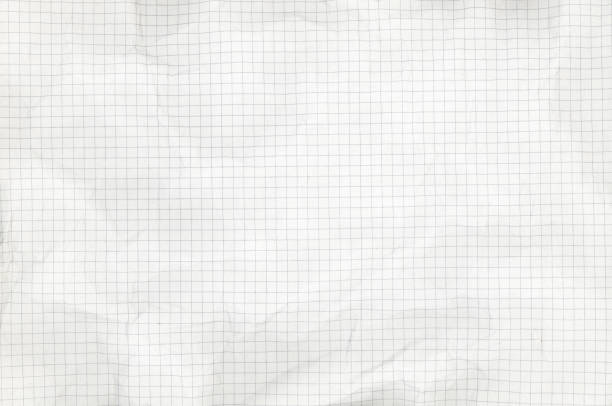 white checkered crumpled paper background - graph paper mesh paper book ストックフォトと画像