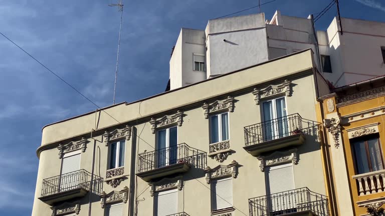 Buildings in a row in the city of Valencia, Spain