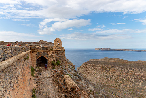 Gramvousa Peninsula, Crete, Greece - September 28, 2023: A picture of the Gramvousa Fort.