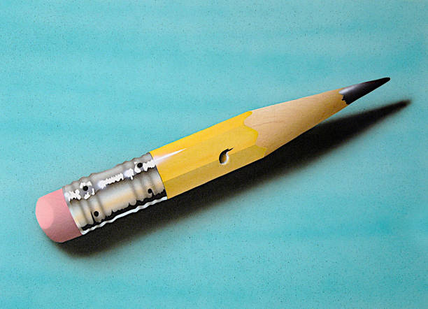 istock Airbrush illustration of a yellow pencil with pink eraser. 1907993732