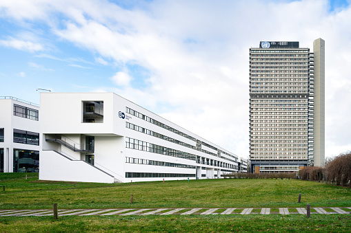 Bonn, Germany January 03 2024: Building of the headquarters of the foreign broadcaster Deutsche Welle of the Federal Republic of Germany