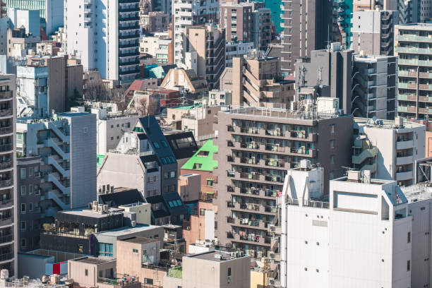 Crowded housing in Tokyo, Japan