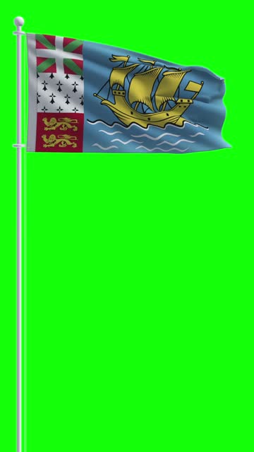 Flag of Saint Pierre and Miquelon on chroma key background