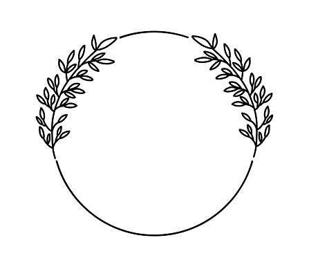 Circle floral wreath. Wedding round botanical frame with leaves. Vector flower decorative laurel