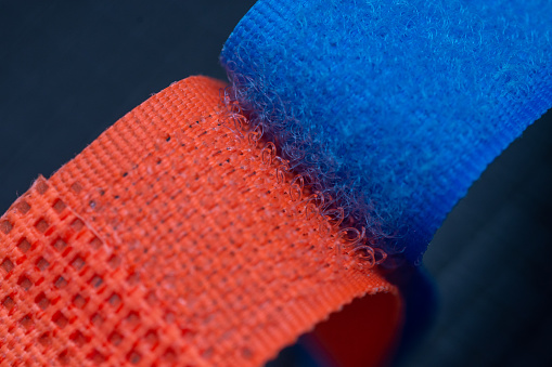 Velcro type slim band  fluffy + velvet  red and blue