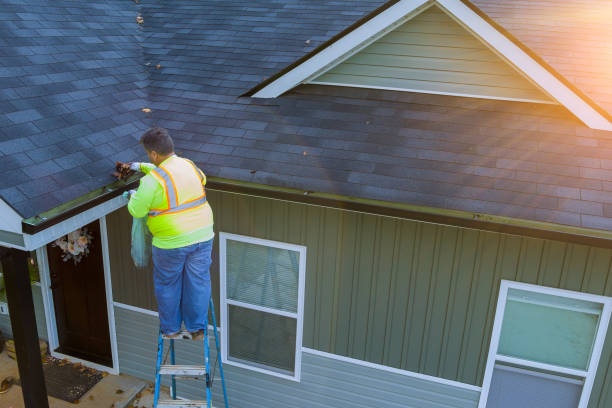 istock There is a worker cleaning clogged roof gutter drain which has been clogged with dirt, debris, fallen leaves. 1908284848