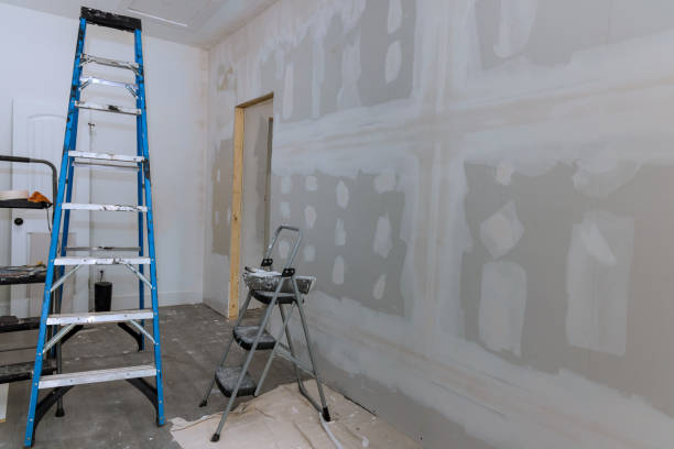 Plastering drywall is complete a ready for painting in new house that is under construction