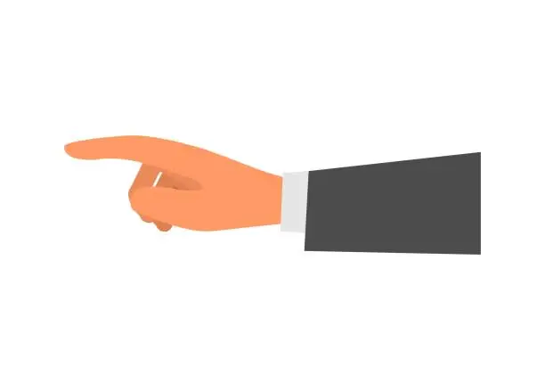 Vector illustration of Businessman hand pointing finger. Simple flat illustration.