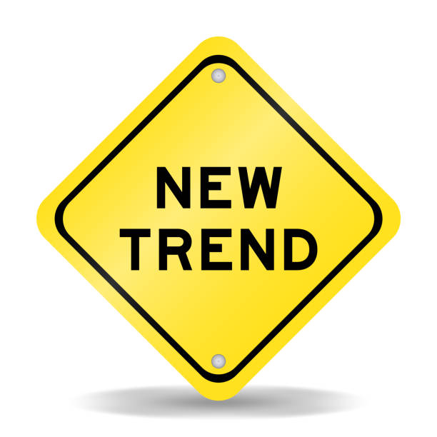 istock Yellow color transportation sign with word new trend on white background 1908456453