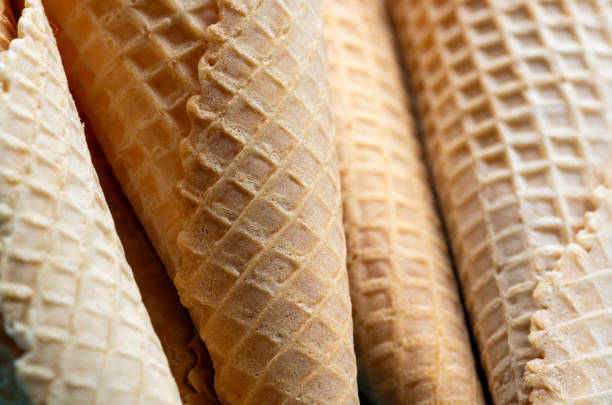 Close up of ice cream waffle cone