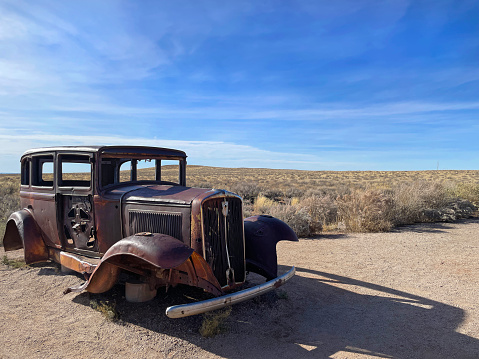 Abandoned Model T on Route 66 in the Painted Desert National Park in Arizona United States