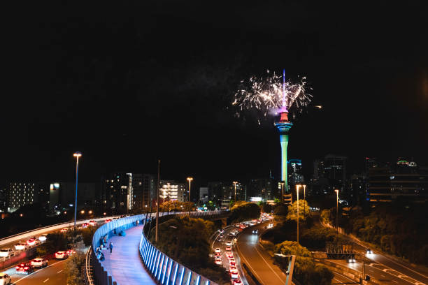 Auckland New Year's Eve fireworks from Sky Tower