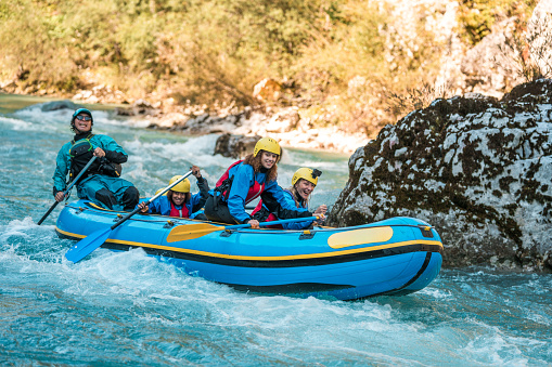 Guided Family Rafting Adventure with Caucasian Mother and Kids