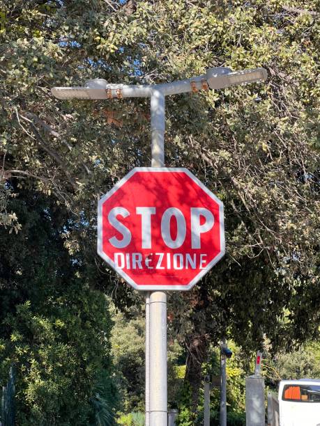 istock traffic sign on a campsite in Italy - stop 1908804947