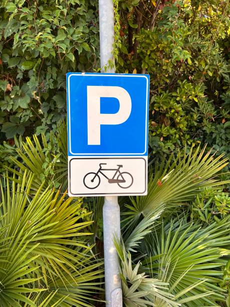 istock traffic sign on a campsite in Italy - parking bicycle 1908805464