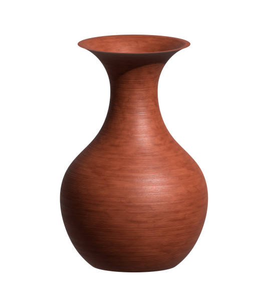 スタイリッシュな装飾的な質感の粘土の花瓶 - terra cotta pot ストックフォトと画像
