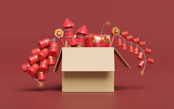 istock 3D fireworks firecrackers in box for diwali or festive chinese new year holiday. 3d render illustration 1908891425