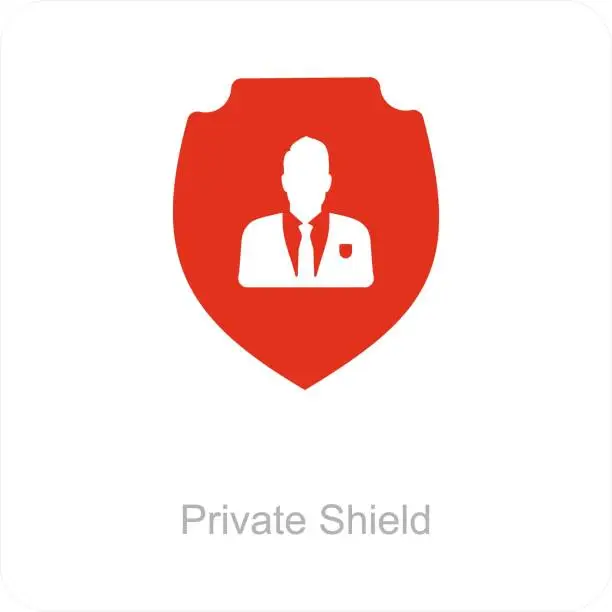 Vector illustration of Private Shield and shield icon concept