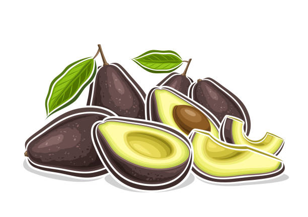 vector logo for avocado - guacamole avocado cutting white background stock-grafiken, -clipart, -cartoons und -symbole