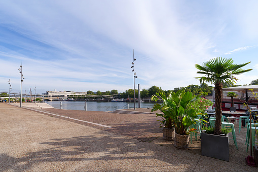 Arthur Rimbaud walkway and Simone de Beauvoir footbridge in Paris city