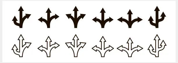 Vector illustration of Trafic way icon isolated Road arrow Stencil vector stock illustration EPS 10