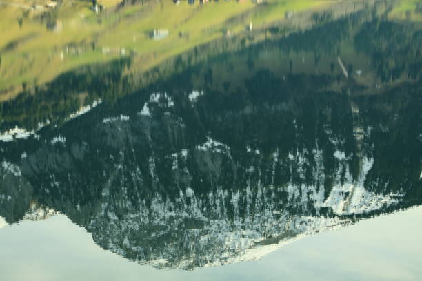 Lake Wagital, Switzerland, beautiful mountain, village of Innerthal and the Wägitalsee dam