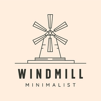 windmill minimalist line art logo vector symbol illustration design