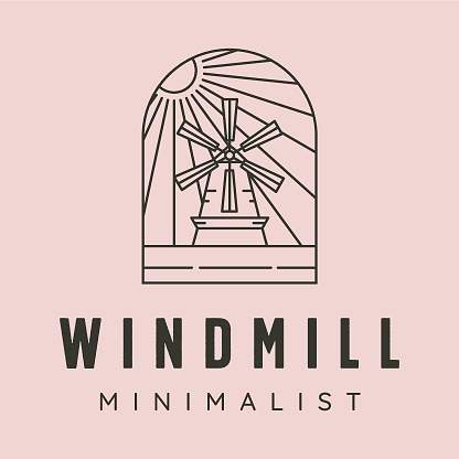 windmill minimalist line art logo vector symbol illustration design