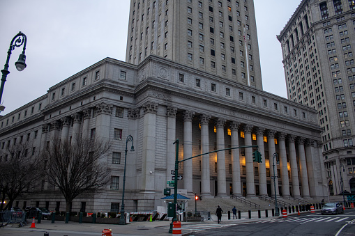 Nyc, United States – December 25, 2023: The Thurgood Marshall United States Courthouse located in New York City