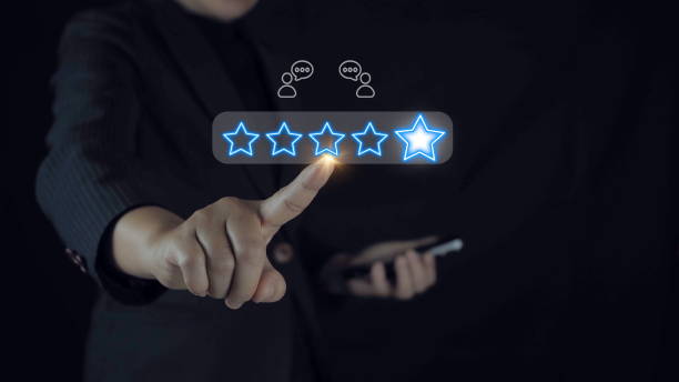 istock Customer review satisfaction feedback survey concept. User give rating to service excellent experience on smartphone application, Client evaluate quality of service reputation ranking of business. 1909068400
