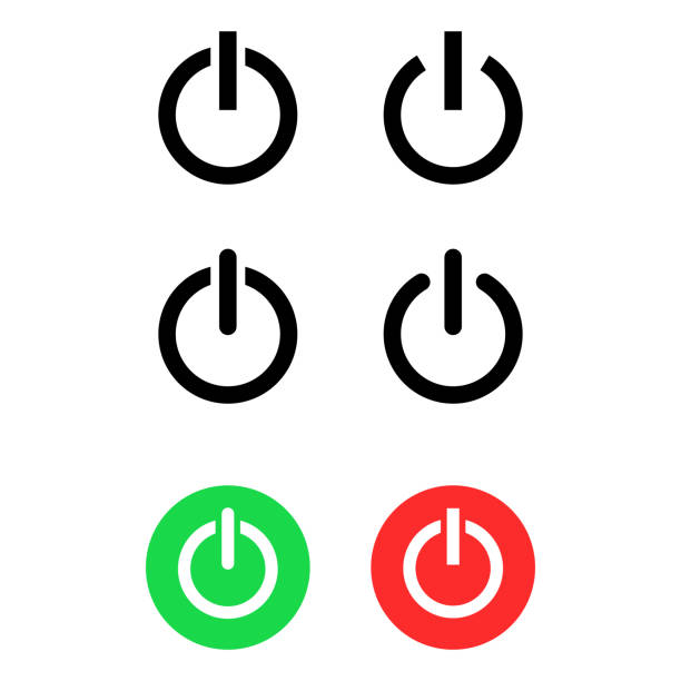 stockillustraties, clipart, cartoons en iconen met on-off power button vector set. - in en uitschakelen