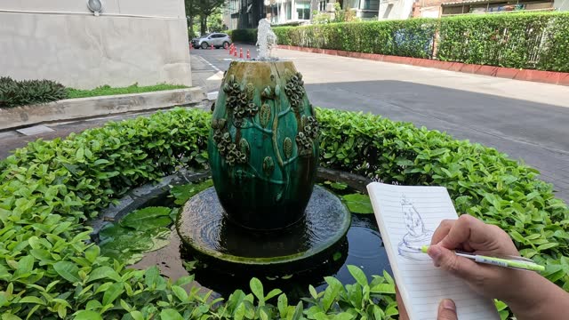 Sketching a Fountain in Nature