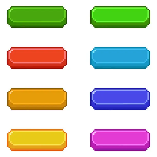 Vector illustration of Pixel art button set