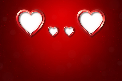 Dark red colored shining glowing background and four white hearts. Apt for  Valentine's Day backdrops, posters, banners, Wedding anniversary greetings, invitations , cards, wrapping paper sheet.