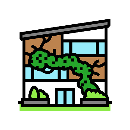 vegetated fa�ade green building color icon vector. vegetated fa�ade green building sign. isolated symbol illustration