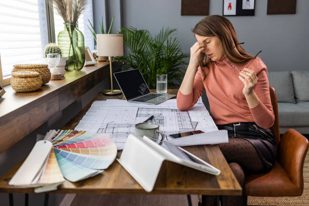 istock Businesswoman under terrible physical tension at work 1909232126