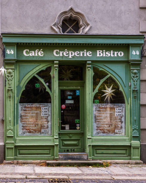 Quedlinburg, Germany – October 31, 2023: A traditional cafe building with a sign reading \