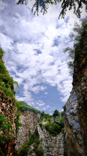 beautiful hidden spot at khao ngu stone park, ratchaburi, thailand. - canyon rock mountain cliff ストックフォトと画像