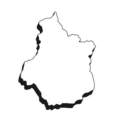 Map of Centre-Val de Loire isolated on a blank background with a black outline and shadow. Vector Illustration (EPS file, well layered and grouped). Easy to edit, manipulate, resize or colorize. Vector and Jpeg file of different sizes.