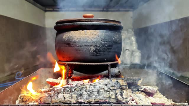 clay pot cooked over fire
