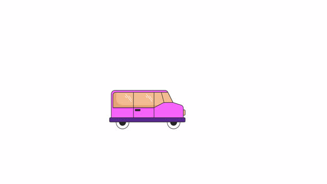 Riding delivery vehicle van side line 2D object animation