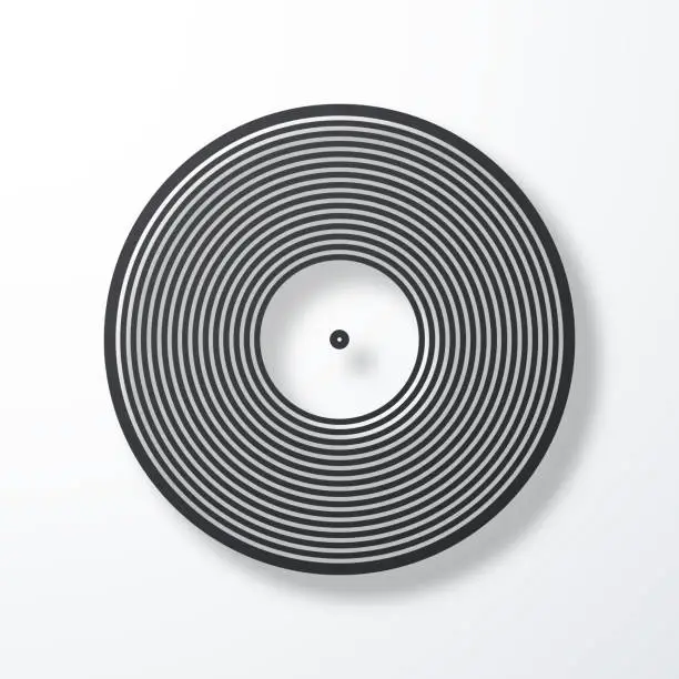 Vector illustration of Vinyl record. Line icon with shadow on white background