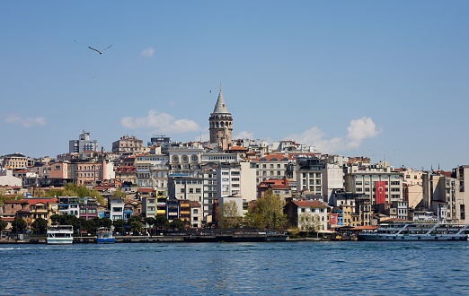 Istanbul, Turkey – April 20, 2023: The Galata Tower in Istanbul, Turkey