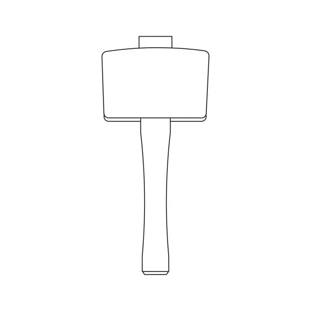 Vector illustration of Hand drawn Kids drawing Cartoon Vector illustration joiners mallet icon Isolated on White Background