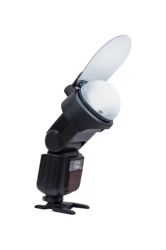 Flash External Camera External Camera Flash With Flash Diffuser Isolated On White Background ...