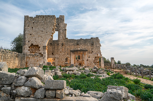 Amazing views from Kanlıdivane (ancient Canytelis), which is an ancient city situated around a big sinkhole in Mersin, Turkey.