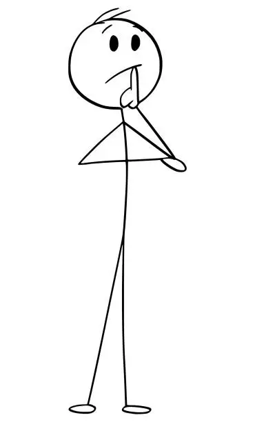 Vector illustration of Wise Person Thinking, Vector Cartoon Stick Figure Illustration