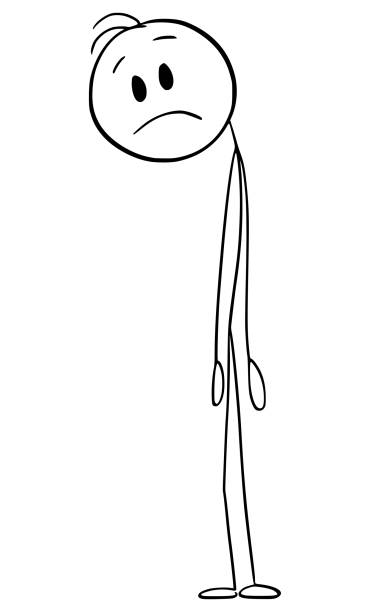 Sad Person Showing Facial Expression, Vector Cartoon Stick Figure Illustration Sad depressed person showing facial expression, vector cartoon stick figure or character illustration. hopelessness stock illustrations