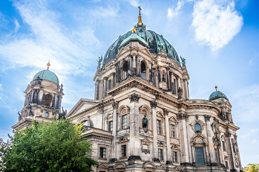 Berlin, Germany - July 14, 2018: Berliner Dome Cathedral exterior on Museum Island at sunny day in Berlin, Germany.